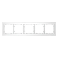 Изображение Рамка стеклянная VOLTUM S70 на 5 постов (белый матовый, стекло)